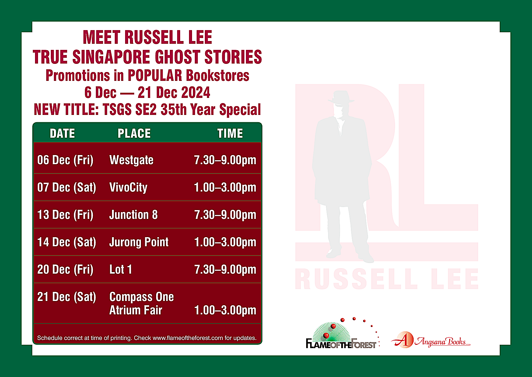 Meet RUSSELL LEE at POPULAR bookstores 2024 Events